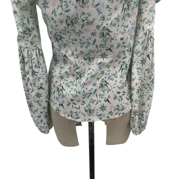 Amur Reagan One Shoulder Blouse Top White Floral Print Long Sleeve Size Small - Picture 10 of 13